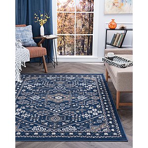 5' x 7' Bliss Rugs Oriental Navy & Grey Area Rug $35.45 + Free Shipping