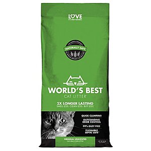 28-Lb World's Best Unscented Clumping Corn Cat Litter $14.95 & More w/ Autoship & Save