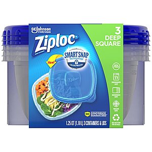 3-Pack Ziploc Food Storage Containers with Lids (Medium, Square) $2.25 + Free Shipping