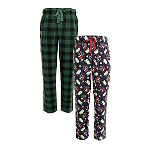 2-Pack Fruit of the Loom Men's Holiday & Plaid Print Microfleece Pajama Pants Set (various) $10 + Free Shipping w/ Walmart+ or Orders $35+