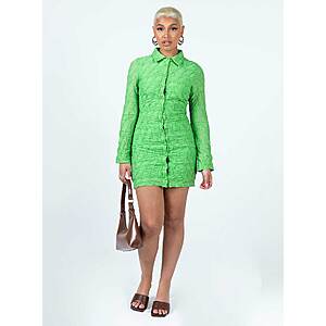Princess Polly Women's Clothing: Calvert Long Sleeve Mini Dress (Green) $3, Zana Mini Dress (Pink/Purple) $3 & More + Free Shipping $50+