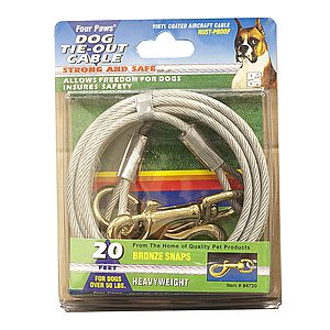 20-Ft Four Paws Walk-About Rust Resistant Galvanized Steel Tie-Out Cable (for dogs over 50-Lbs) $2.30 + Free Shipping w/ Prime or on orders $25+