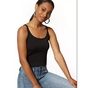 New York & Company: Women's Black Velvet Wrap Top $8.50, Skinny Cotton Tank Top 3 for $12.75 & More + Free S&H