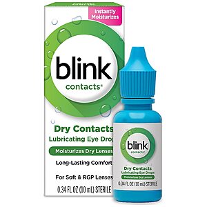 Walgreens: Blink Contacts Lubricating Eye Drops 0.34 FL OZ - $0.49 + Free Shipping AC