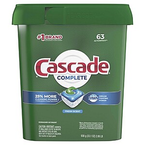 Cascade Complete Dishwasher-Pods @ Target: 189 Actionpacs Pods for $34.56 (18 cents per top rated pod) at Target - $49.56 + $15 Target GC