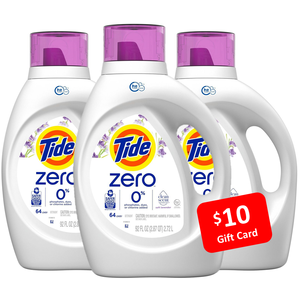 3-Pack 92-Oz Tide Zero Liquid Laundry Detergent (Soft Lavender) + $10 Target eGift Card $33.36 + Free Store Pick up at Target