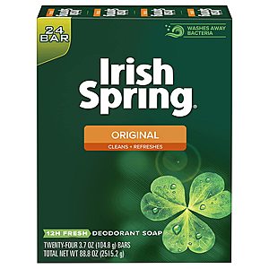 24-Count 3.7-Oz Irish Spring Deodorant Bar Soap (Original) $8.66 w/ S&S + Free Shipping w/ Prime or on $25+
