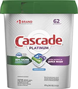 62-Ct Cascade Platinum Dishwasher ActionPacs Pods (Fresh Scent) 3 for $35.90 + Free Shipping
