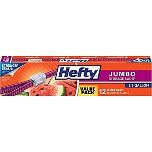 12-Count 2.5-Gallon Jumbo Hefty Slider Food Storage Bags $2.80 w/ Subscribe & Save & More