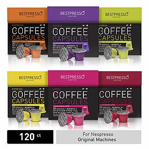 120-Ct Bestpresso Coffee Nespresso Compatible Capsules (Variety Pack) $22 w/ S&S + Free S&H