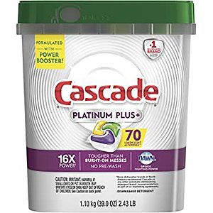 70-Count Cascade Platinum Plus Dishwasher ActionPacs Pods (Lemon) $15 w/ S&S + Free Shipping w/ Prime or on $25+