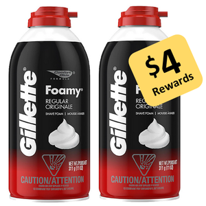 2-Pack 11-Oz Gillette Foamy Shaving Cream + $4 Walgreens Cash Rewards $4.50 & More + Free Store Pickup