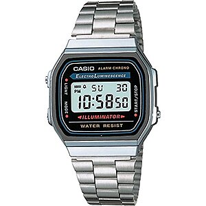 Casio Men's Classic Stainless Steel Digital Electro Luminescence Watch (A168WA-1) $15 + FS w/ Walmart+ or FS on $35+