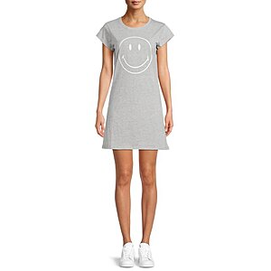 Wet Seal Juniors' Apparel: Smiley Face T-Shirt Dress (Grey) $6, Solid Flowy Pants (2 colors) $6, Stripe One Button Cardigan (2 colors) $7 & More + FS w/ Walmart+ or FS on $35+