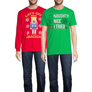 2-Pack Holiday Men's Nut Cracker Sweatshirt & I Tried T-Shirt $10 & More
