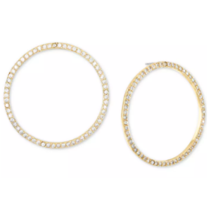 Fashion Jewelry: 1.2" INC Gold-Tone Medium Pavé Front-Facing Hoop Earrings $5 & More + Free Store Pickup