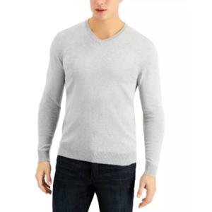 Alfani Men's Solid V-Neck Cotton Sweater (grey) $9.96 & More + 6% Slickdeals Cashback (PC Req'd) + Free Store Pickup at Macy's or FS on $25+