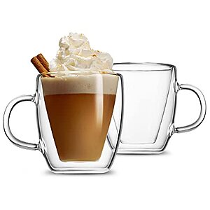 Godinger Glassware Sets: 2-Pack 13.5-Oz Double-Walled Insulated Glass Coffee Mugs $13.65 & More
