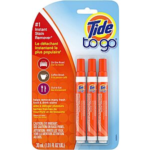 3-Count Tide To Go Instant Stain Remover Liquid Pen $4.90 w/ S&S + Free Shipping w/ Prime or on $25+