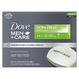 14-Ct 3.75-Oz Dove Men+Care Body and Face Bars (Extra Fresh) $9.80 w/ Subscribe & Save