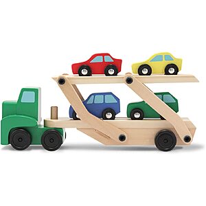 Melissa & Doug Car Carrier Truck & Cars Wooden Toy Set w/ 1 Truck & 4 Cars $10.70 + Free Shipping w/ Prime or on $25+
