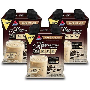 12-Count 11-Oz Atkins Iced Coffee Gluten Free Protein Shake (Café au Lait) $10.80 w/ S&S + Free Shipping w/ Prime or on $25+