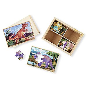 48-Piece Melissa & Doug 4-in-1 Wooden Jigsaw Puzzles w/ Storage Box (Dinosaurs) $6.40 + Free Shipping w/ Prime or on $25+
