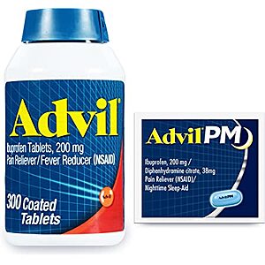300-Ct Advil 200mg Ibuprofen Pain Reliever / Fever Reducer Tablets + 2-Ct Advil PM $12.90 w/ S&S and More + Free Shipping w/ Prime or on $25+