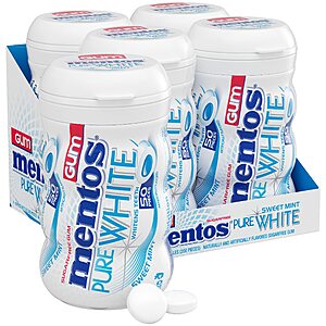 4-Pack 50-Count Mentos Pure White Sugar-Free Chewing Gum (Sweet Mint) 2 for $10.75 w/ S&S + Free Shipping w/ Prime or on $25+