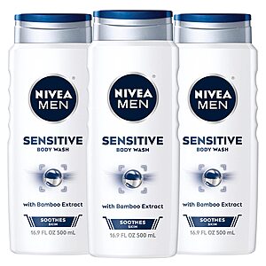 3-Ct 16.9-Oz Nivea Men Sensitive Body Wash w/ Bamboo Extract $9 w/ S&S + Free Shipping w/ Prime or on $35+