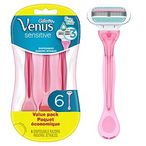 6-Count Gillette Venus Sensitive Women's Disposable Razors $7 w/ S&S + Free Shipping w/ Prime or on $25+