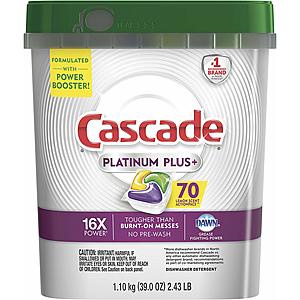 70-Count Cascade Platinum Plus Dishwasher Pods (Lemon Scent) $13.99 w/ S&S + Free S&H