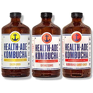 12-Pack 16oz Health-Ade Kombucha Tea Organic Probiotic Drink (various) from $25.20 & More + Free S&H