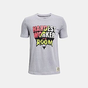 Under Armour Extra 30% Off  Project Rock Products: Youth Hat (black) $11.88, Boys' Hardest Worker In The Room Short Sleeve (2 colors) $11.88 & More + Free Shipping