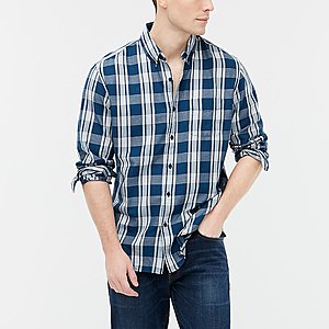 J. Crew Factory: Women's Eyelet Puff-Sleeve Top $5.30, Men's Plaid Twill Shirt $6.40 & More + $5 Flat-Rate S/H