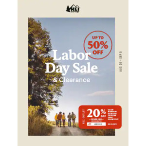 REI Co-Op members get 20% off one outlet item from 8/26 - 9/5 online only