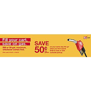 BJ's Save 50¢ per gallon of gas with a $150 instore/online Purchase - Multi use!