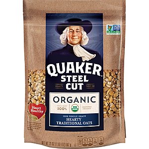Quaker Steel Cut Oats, USDA Organic, Non GMO Project Verified, 20oz Resealable Bags (Pack of 4) $7.4 15% $8.27 5% w/S&S