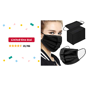 100PCS 3 ply black disposable face mask filter protection face masks - $9.84