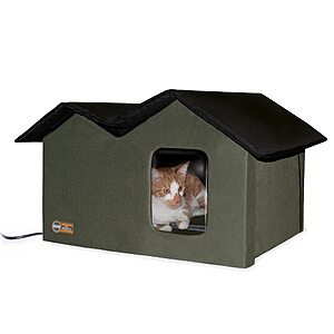 K&H Pet Products Outdoor Heated Extra-Wide Cat House (Olive/Black) $69.59 + Free Shipping