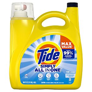 168-Oz Tide Simply Liquid Laundry Detergent (Refreshing Breeze) + $9.50 Amazon Credit $13.24 w/ S&S + Free Shipping w/ Prime or on $35+