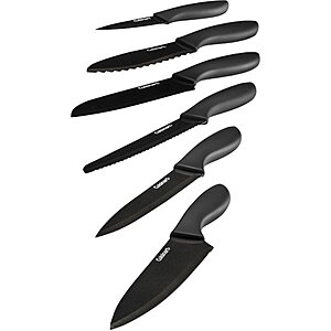 12pc Cuisinart Coated Knife Set with Blade Guards - Black Metallic $13