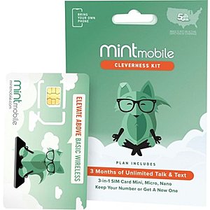 Mint Mobile - 10GB LTE/mo. (3-Months) Plan $30