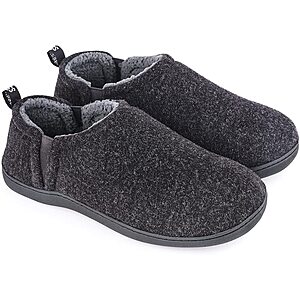 Snug Leaves Men's Fuzzy Sherpa Lining Memory Foam House Slippers with Dual Side Elastic Gores $9.59