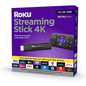 Roku Streaming Stick 4K 2021 Dolby Vision HDR Media Player w/ Voice Remote (3820R) $25 + Free Shipping