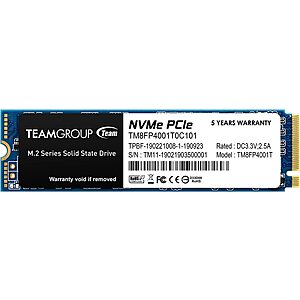 TeamGroup MP34 M.2 PCIe 3.0 x 4 NVMe 3D NAND Internal Solid State Drive: 1TB $44.49, 2TB $80, 4TB $190 + Free Shipping