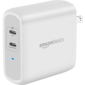 Prime Members: Amazon Basics 68W 2-Port  GaN USB-C Power Delivery 3.0 Wall Charger $12.60 + Free Shipping