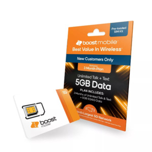 New Boost Mobile Customers: 3-Month Unlimited Talk/Text + 5GB Data Plan SIM Kit $15 + Free Shipping