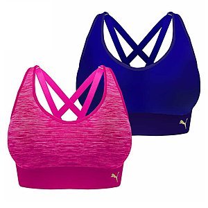 2-Pack Puma Ladies' Seamless Sports Bra (Pink & Blue)  $10.75 & More + Free Shipping