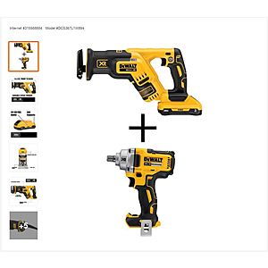 Dewalt 20v DCF894 Mid Range Impact + DCS367 Compact Recip Saw +3ah Battery and Charger $259